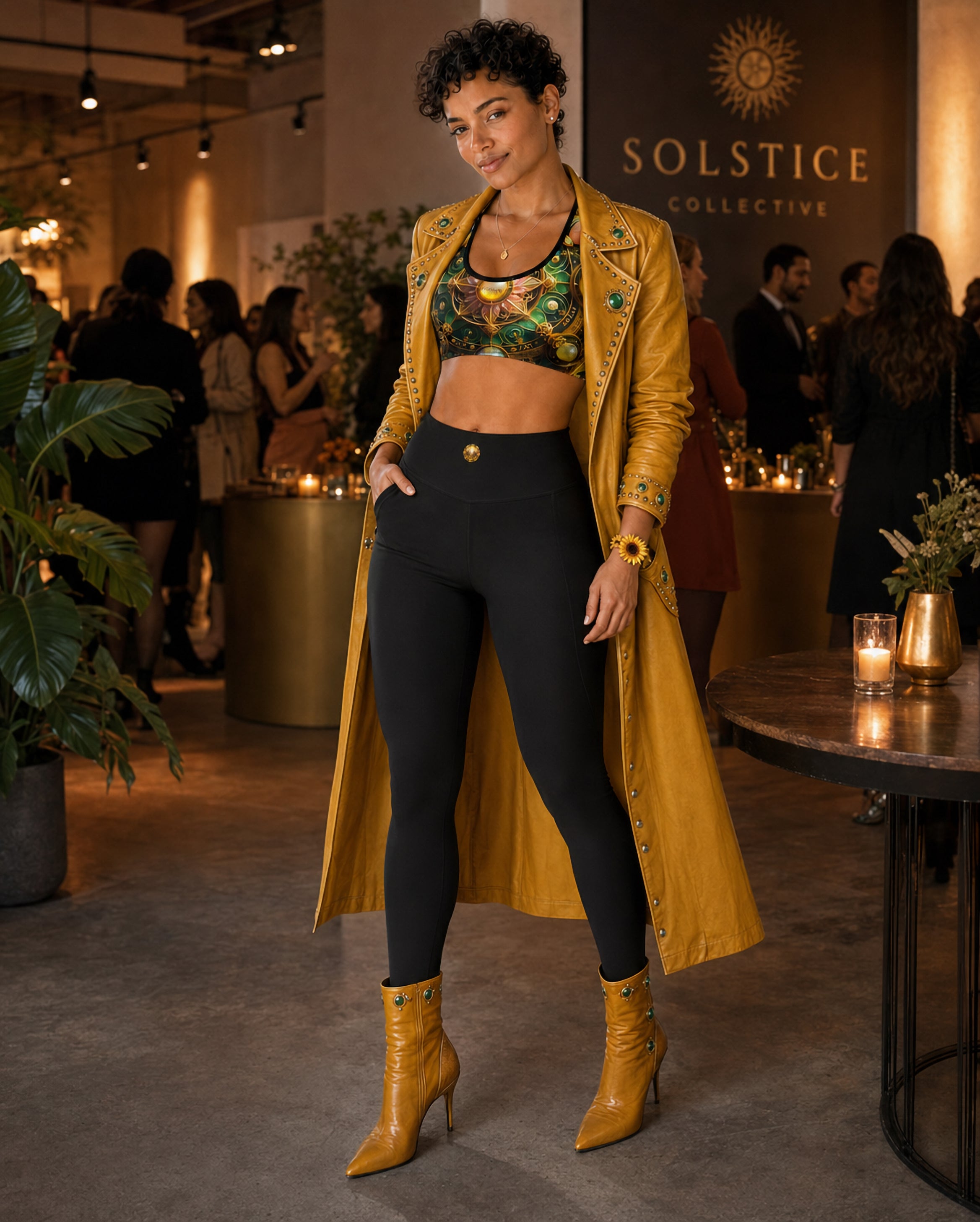 Celestial Sunbloom Yellow Sports Bra – product photo