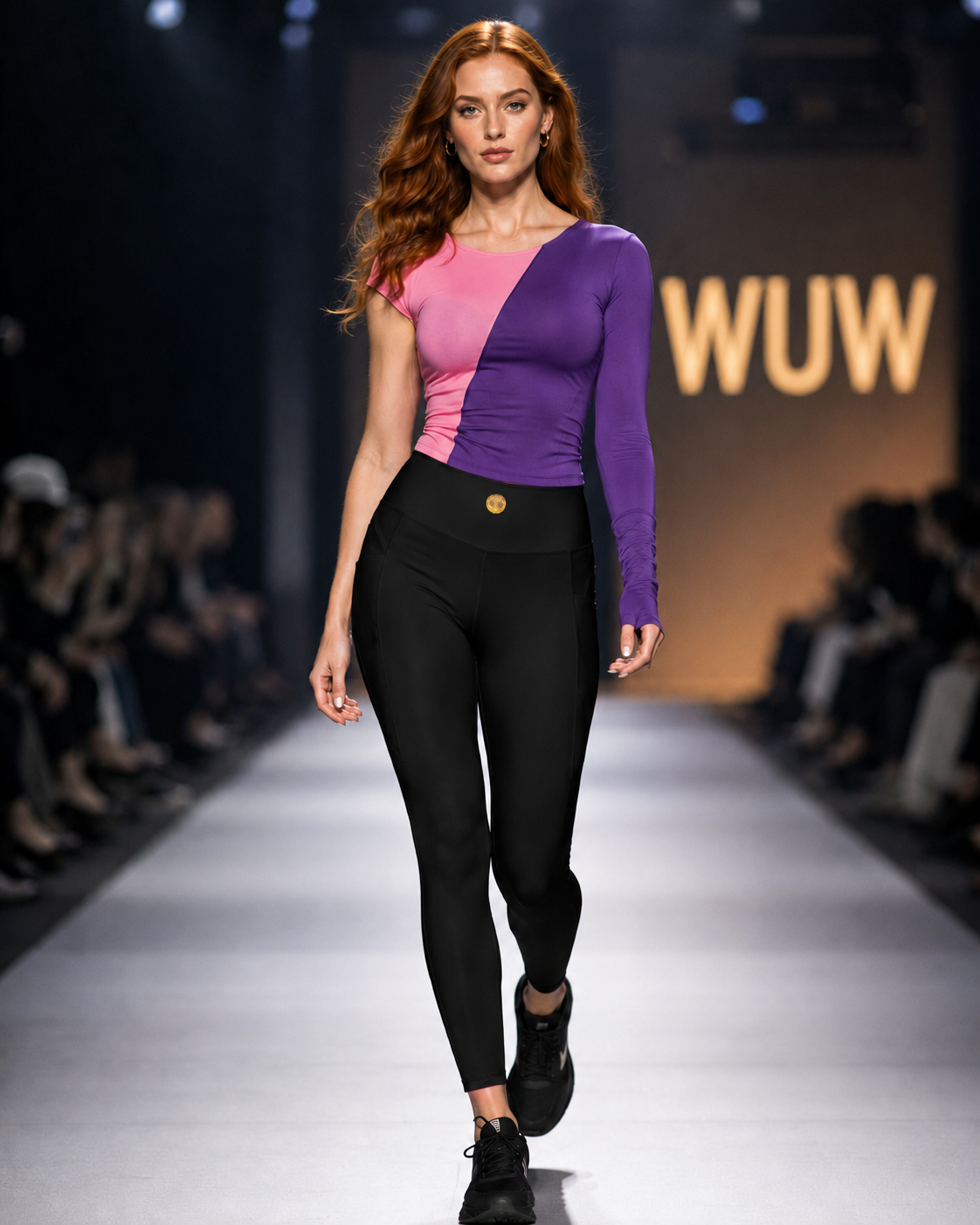 Plain Black Leggings with Pockets & Emblem