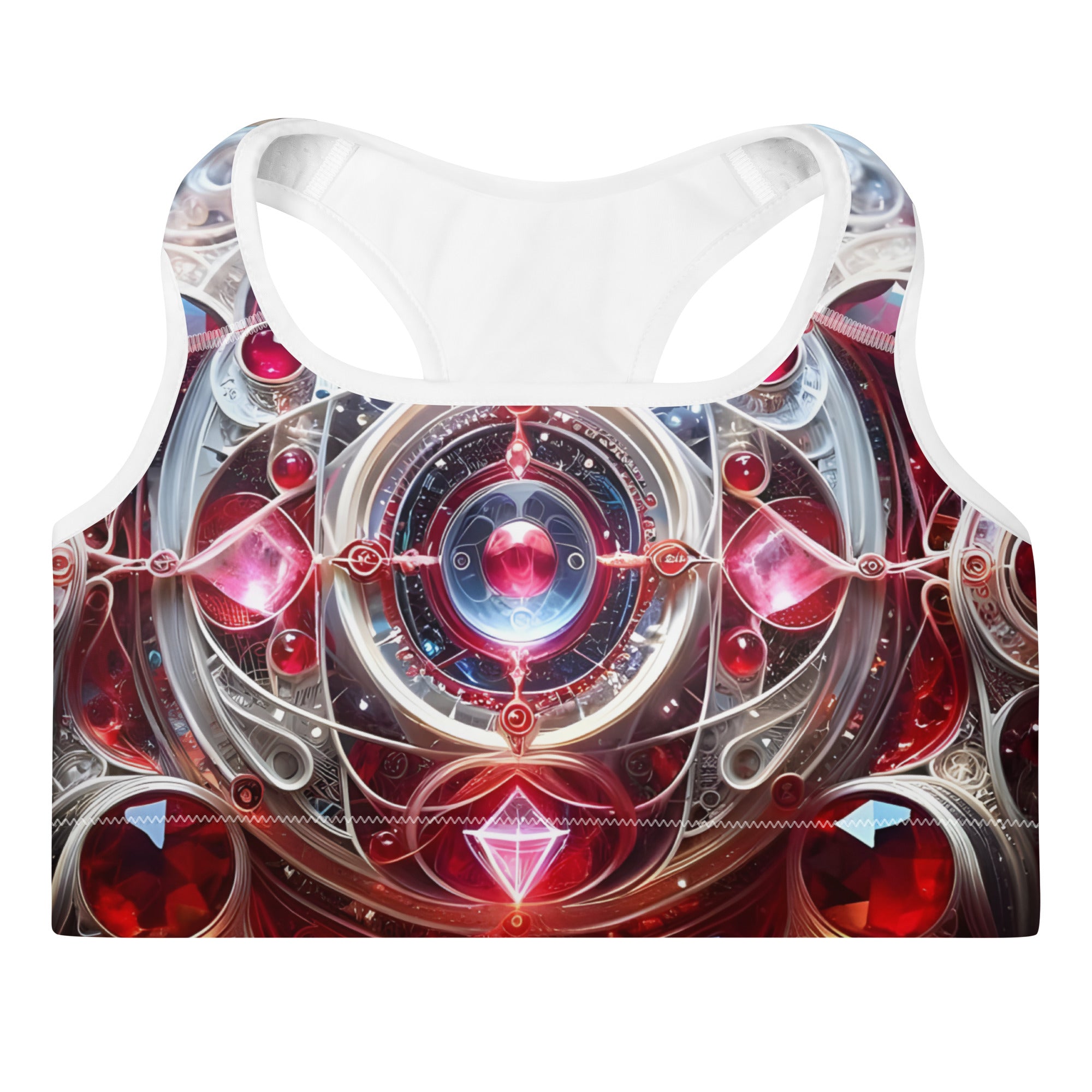 Divine Ruby She Sports Bra – White colorway, front view
